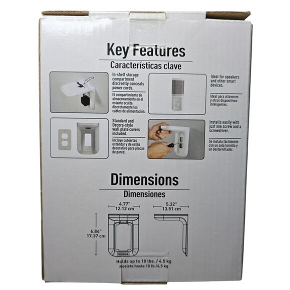 Sanus Outlet Shelf L0S1-W1 White 1-Gang Wall Mount for Echo Dot & Smart Devices - Picture 2 of 7